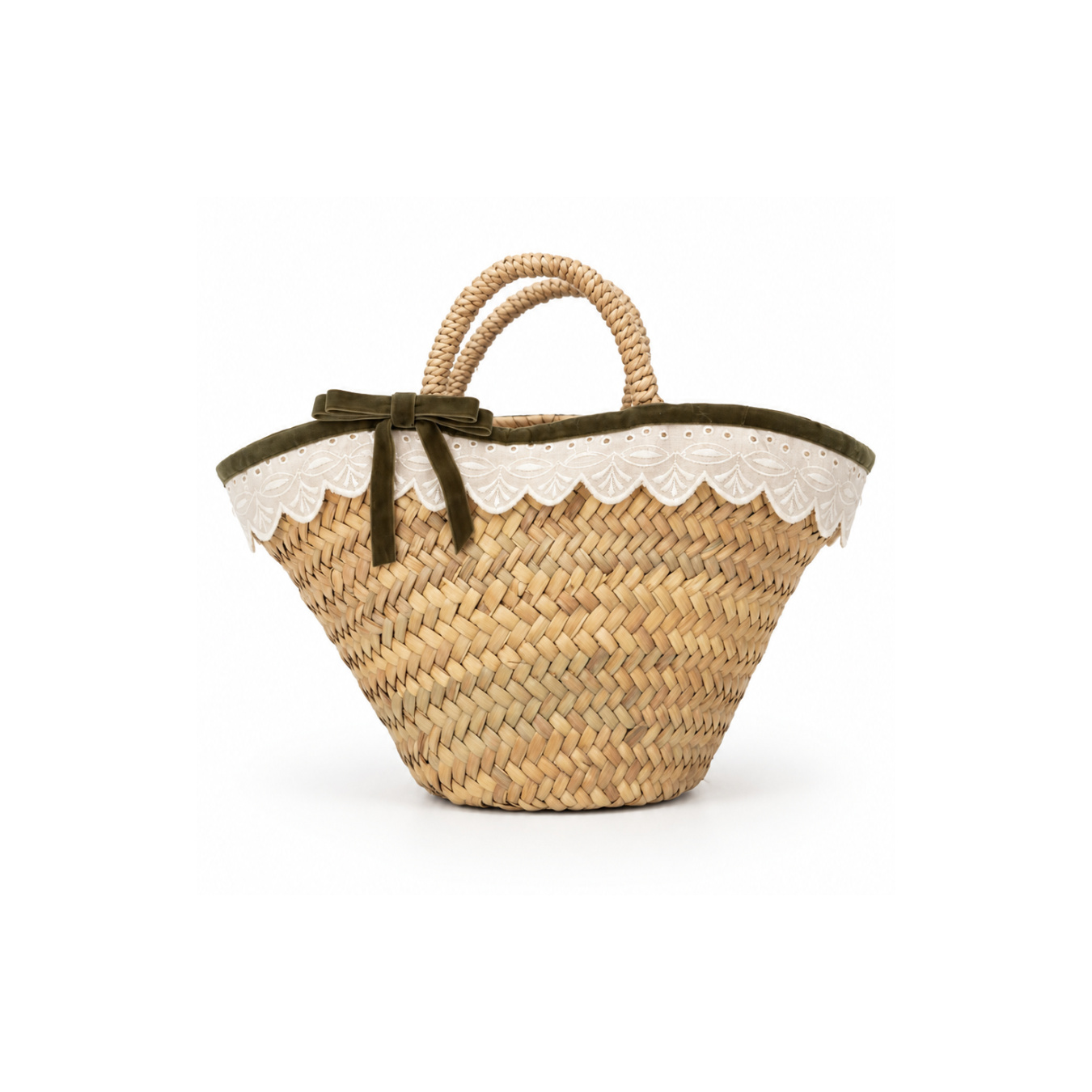 Cesta personalizable con lazo verde